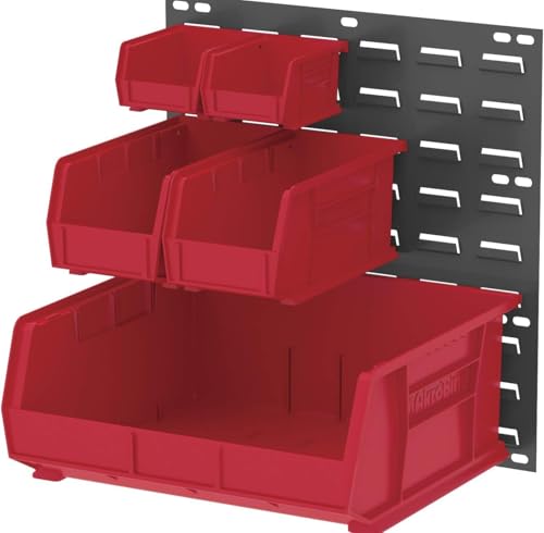 Akro-Mils 30230 AkroBins Plastic Storage Bins, Space-Saving Stackable Bins for Garage, Pantry, Craft Organization, 11" x 5" x 5", Red, 12-Pack - color: Red