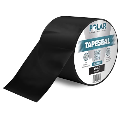 Polar TapeSeal Black - 5" x 5 ft | Rubberised Waterproof Tape for Leaks & Cracks on Roofs, PVC Pipes, Downpipes, Plumbing & Gutters | All-Purpose Indoor & Outdoor Sealant Tape for Lasting Protection - color: Black, size: 5" x 5 ft