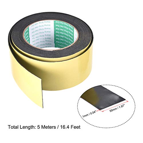 uxcell Sealing Foam Tape 50mm Wide 1mm Thick 5m/16.4ft Long, Self Adhesive Weather Strip for Window Door Insulation - size: 50mmx1mmx5m