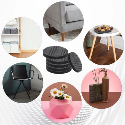 Prasacco 108 Pcs Non Slip Furniture Pads, 1 Inch Round Black Plastic Rubber Furniture Pads, Anti Slip Table Legs, Chair Leg Floor Protectors