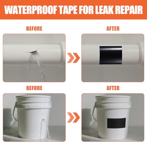 Duct Tape Flexible Rubberized Waterproof Tape, Strong Adhesive Duct Tape Black Tape Heavy Duty and Weather Resistant for Indoor Outdoor Repairs, 4inch x 10ft, 1 Pack