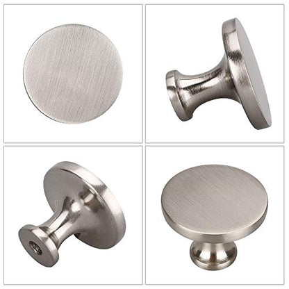 homdiy 30 Pack Brushed Nickel Cabinet Knobs, Solid Round Drawer Knobs, Modern Kitchen Cabinet Hardware for Bedroom Dresser, Cupboard, Drawers - color: Satin Nickel, size: 30 Pack