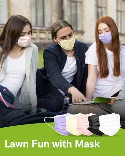 FriCARE Disposable Face Masks, 3-Ply ASTM Level 3 Medical Grade, FSA/HSA Eligible, Breathable & Comfortable for Allergy/Sun Protection, 50 Pack Lavender Mousse - color: Lavender Mousse