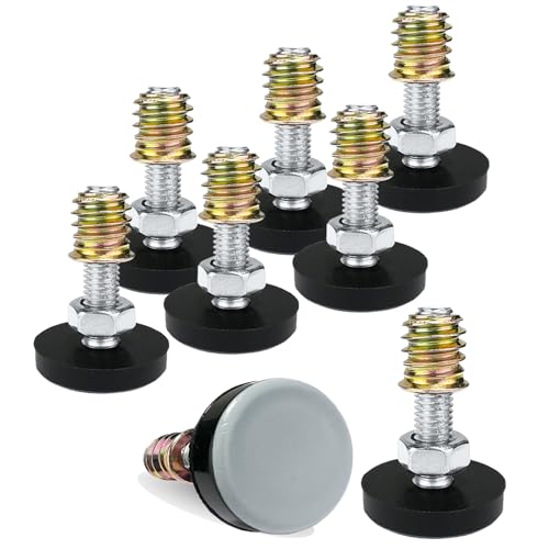 1/4" Thread Leveling Feet PTFE(Teflon) Bottom(20mm Base), Adjustable Furniture Feet Threaded Screw in Furniture Glide Leveler for Carpet and Hardwood Surface (20mm Base 1/4-20x1-8 Pack) - size: 20mm Base 1/4-20x1"-8 Pack