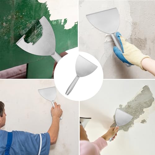 5 Pack 5 Inch Putty Knife Scraper, Putty Knife Set, Stainless Steel Putty Knife, Wallpaper Scraper Paint Scraper Tool for Spreading Drywall Spackle, Plasterboard Mud, Scraping Paint, by GENHAKON.