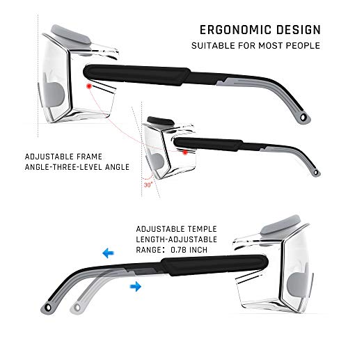 Anti Fog Safety Glasses Safety Goggles Over Glasses Protective Glasses with Anti Scratch Lenses Adjustable - color: Grey