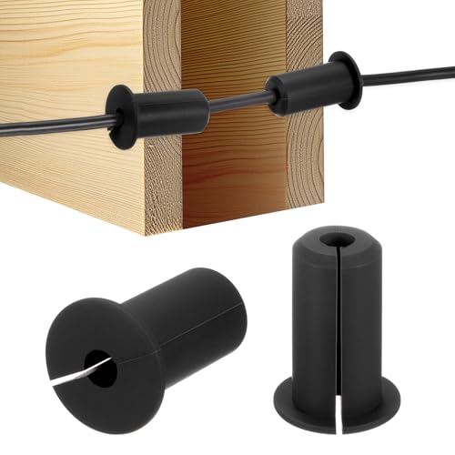 M METERXITY 2-Pack Cable Routing Kit, for 3/4 Inch Wall Hole Silicone Feed Through Wall Grommet Cable Punch Grommet Wall Hole Cover Bushing for Ethernet Cable [38mm Length, Black] - color: Black, size: 3/4" x 1.5"