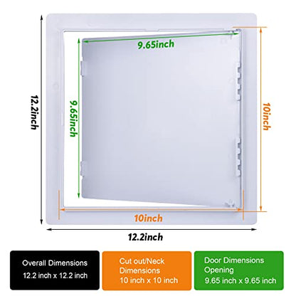 Plumbing Access Panel for Drywall 10 x 10 Inch Plastic Access Door Removable Wall Access Panel Ceiling Reinforced Hinged Durable White - size: 10 x 10 Inch