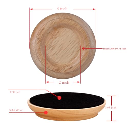 Upright Piano Caster Cups,Premium Quality Hardwood Piano Caster Pads Furniture Leg Pad Set of 4,with Non-Slip Moisture-Proof& Anti-Noise Felt Pads for Hardwood Floor Protectors (Natural Wood) - color: Natural Wood