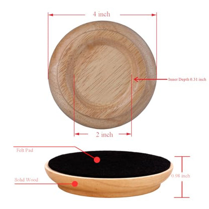 Upright Piano Caster Cups,Premium Quality Hardwood Piano Caster Pads Furniture Leg Pad Set of 4,with Non-Slip Moisture-Proof& Anti-Noise Felt Pads for Hardwood Floor Protectors (Natural Wood) - color: Natural Wood