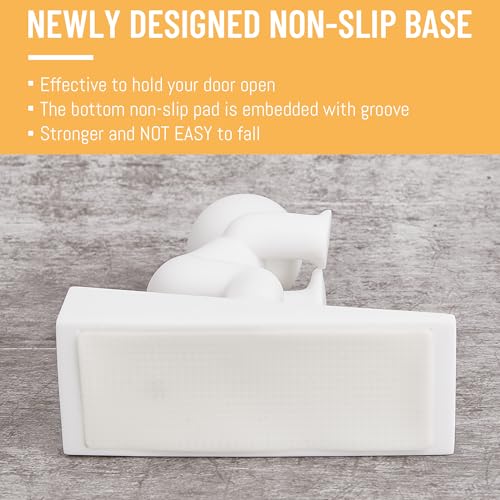 Cute Door Stopper Wedge, Non-Slip Door Stops for Bottom of Door, Keep Doors Open for Kids Pets, White 1 Pack (Patented)