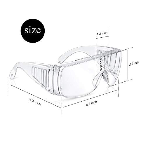 Frienda 6 Pairs Clear Safety Glasses Over Eyeglasses Goggles Clear Glasses Anti- Fog/Scratch Eye Protection Polycarbonate Protective Eyewear Safety Goggles For Shooting, Lab, Outdoor, Workplaces