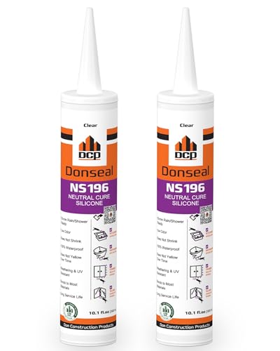 DCP Donseal NS196 Silicone Caulk Sealant 2 Pack – 100% Silicone Tube for Bathroom, Kitchen, Outdoor, Bathtub and Window Seal, 10.1 fl oz – Clear - style: 2-Pack