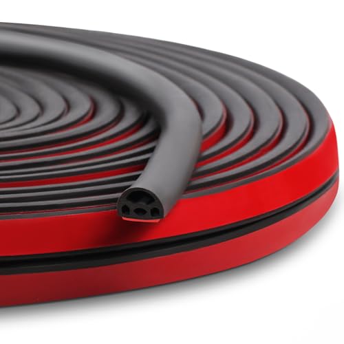 Benory New Upgrade 19.7Ft Silicone Weather Stripping Door Seal, 4-Layer Soundproofing Adhesive Seal Strip for Doors and Windows, Gap Blocker for Large and Small Gaps, Easy to Cut and Install - color: Black, size: 3/8" (W) x 1/4" (T) x 19.7' (L)