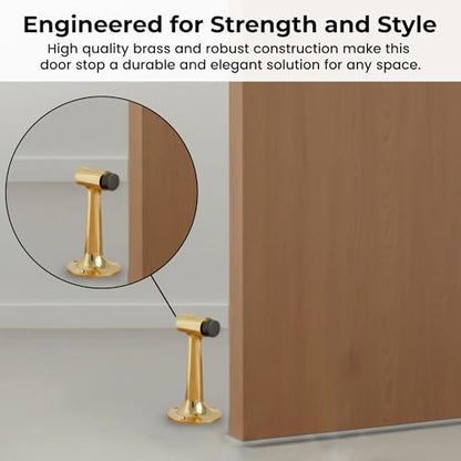 Heavy Duty 6″ Door Stop, Solid Brass Commercial Grade, Floor Mount Stopper (Polished Brass) - color: Polished Brass