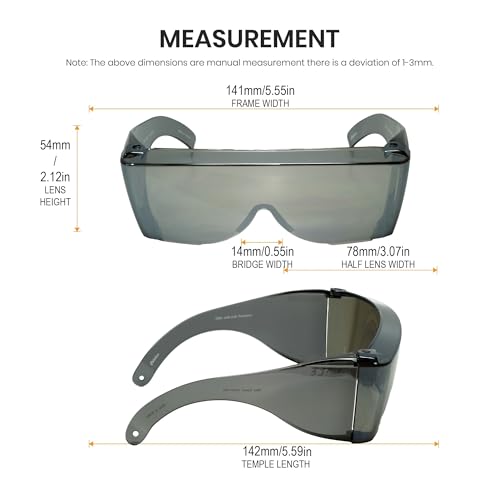 Calabria 3000 Fitover Safety Glasses with Uni-Lens – [Silver Mirror] Wrap Around Eye Protection | Anti-Fog Scratch Resistant | Protective Eyewear - color: Silver Mirror