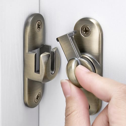 INIRET Bronze Barn Door Latches,90/180 Degree Gate Lock,Flip Gate Latches Hardware,Zinc Alloy Right Angle Door Lock Latch,Door Security Sliding Door Latch Lock for Cabinets,Bathroom - color: Bronze