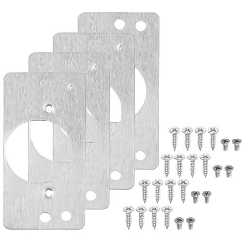 uxcell 4 Pcs 90x47mm / 3.54x1.85 Cabinet Hinges Repair Plate, Stainless Steel Hinge Repair Brackets Hinge Side for Wooden Kitchen Cupboard Furniture Door, Silver