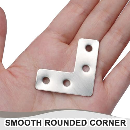 Hordion 20Pcs 1.6 x 1.6 Inch L Shape Bracket Flat Corner Brace (40 X 40mm), Right Angle Bracket Silver Heavy Duty Repair Mending Plates for Wood Furniture Chair Drawer Cabinet - size: 1.6*1.6''/40*40mm