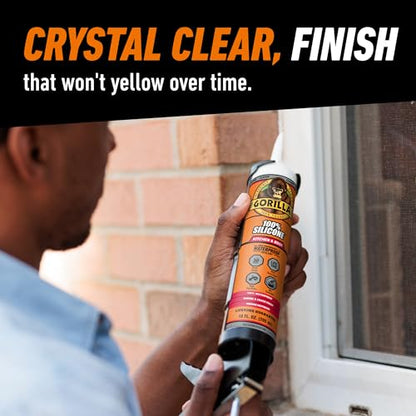 Gorilla 100% Silicone Caulk Kitchen & Bath Sealant, Mold Resistant, 10 oz. Cartridge, Clear - color: Clear