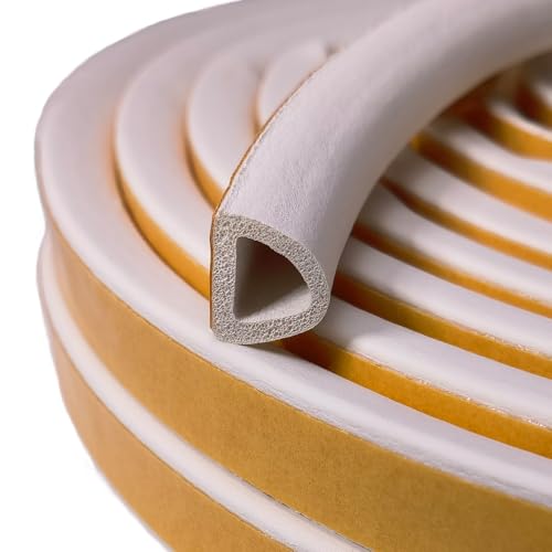 VITAM AMO Weather Stripping Seal Strip for Doors Windows 18 Feet, Self-Adhesive Backing Seals Large Gap (from 5/16 inch to 15/32 inch), Easy Cut to Size - color: White
