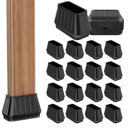 24PCS Rectangular Chair Leg Floor Protectors for Hardwood Floors, Thicken Rubber Chair Leg Cap Covers, Non Slip Furniture Leg Pads to Protect Wood Tile Floors from Scratches and Reduce Noise - color: Black, size: Rectangular L