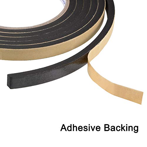uxcell Sealing Foam Tape 10mm Wide 5mm Thick 2m/6.56ft Long, EVA Self Adhesive Weather Strip for Window Door Insulation - size: 10mmx5mmx2m