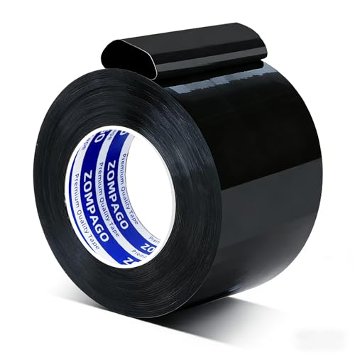 ZOMPAGO Duct Tape Heavy Duty Waterproof,Black 3.2" x 66FT, Tear by Hand, No Residue, Strong Adhesive, All-Weather for Indoor Outdoor Repair, Pipe Leak, RV, Roof, Camping - color: Black, size: 3.2in x 66FT