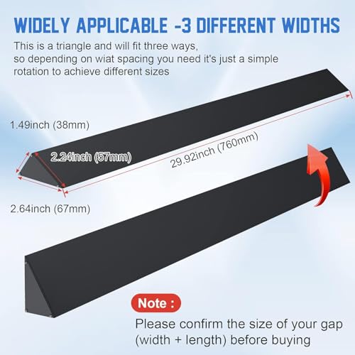 30" Slide-in Range Rear Filler Kit W10113901A, Stove Gap Universal Triangular Filler Strip, Cooktop Trim Kit Between Stove and Backsplash for Whirlpool & Most Brand, Durable Aluminum, Black - color: Black