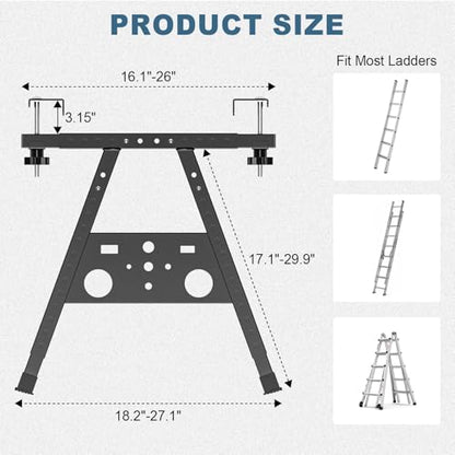 Adjustable Leg 17.1-29.9" Ladder Stabilizer for Roof & Wall, 380LB Capacity Ladder Standoff Stabilizer, Anti-Slip Extension Ladder Stabilizer Feet, Ladder Accessories Improve Stability & Safety