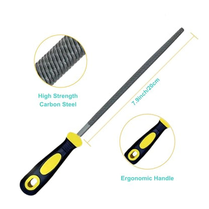 3 pcs Metal File Set, 8-inch,Professional High Carbon Steel File, Includes Flat/Round/Half-Round,Work for Metal, Wood - size: 8 Inch