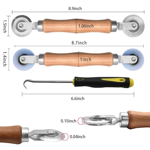 BAYTORY 3Pcs Screen Rolling Tool Kit for Installing Door Mesh Screens Window, Screen Spline Roller Tool with Wooden Handle and Steel Bearing Wheels, Durable and Easy to Use - style: Stainless Steel