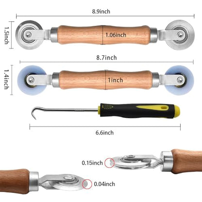 BAYTORY 3Pcs Screen Rolling Tool Kit for Installing Door Mesh Screens Window, Screen Spline Roller Tool with Wooden Handle and Steel Bearing Wheels, Durable and Easy to Use - style: Stainless Steel