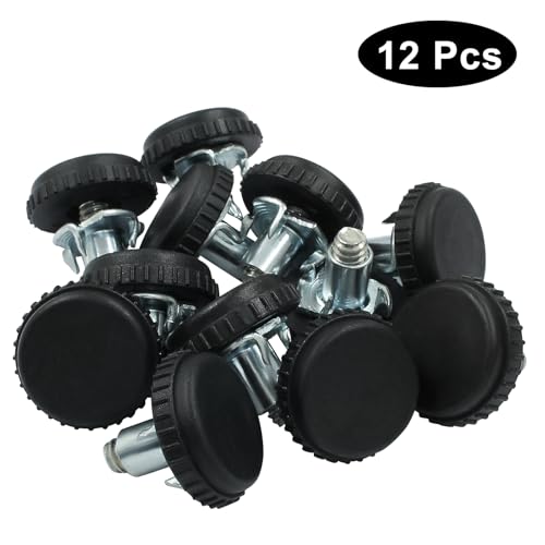 12 Pack Adjustable Furniture Levelers, 1/4-20 Threaded Screw in Furniture Leveling Feet Glides with T-Nuts for Cabinet Table Chair Patio Furniture Legs - size: 12 Pack