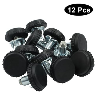 12 Pack Adjustable Furniture Levelers, 1/4-20 Threaded Screw in Furniture Leveling Feet Glides with T-Nuts for Cabinet Table Chair Patio Furniture Legs - size: 12 Pack
