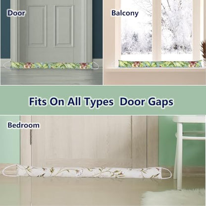 2 Pack 32 Inch 2.8 Inch Wide Slim Under Door Blocker Door Draft Stopper, Bottom Blocker Weighted Gap Filler Saving Energy Sound Air Noise Light Stopper Canvas Cotton Cartoon Print 2.2Lb - size: 32in