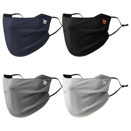 Summer UV Face Mask Breathable Washable Sun Protection Face Shield for Cycling Running Riding Hiking - color: Black+dark Gray+light Gray+navy