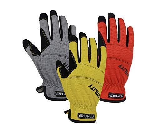 Tough Working Gloves, 3 Pair Utility, Red, Gray, Yellow