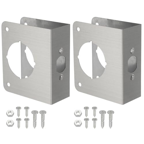 PATIKIL Door Reinforcement Plate, 2 Set Doors Reinforce Repair for 1-3/4" Thick Door 4-1/2" Size Door Knob Lock Latch Deadbolt Cover Plate Home Security, Silver - color: Silver, size: 1-3/4"; 4-1/2"
