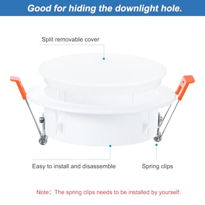 PATIKIL 6.5" Spring Ceiling Cover Plate, Recessed Light Trim Wall Mount Downlight Hole Cap Decorative Panel with Buckle Suitable for 4.9-6.1inch Round Hole Glass Ceiling Openings, White