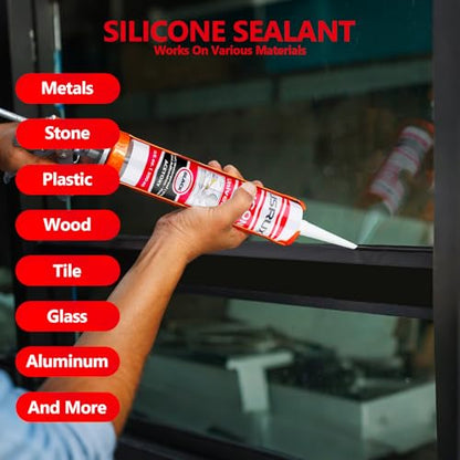 LISRUX Advanced Black Silicone Caulk for Kitchen & Bathroom,10 fl oz Cartridge,12 Pack, Cartridge,100% Waterproof RTV Silicone Sealant,Stronger Adhesion,Shrink & Crack Proof - size: 12P, style: Black