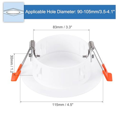 PATIKIL 4.5" Spring Ceiling Cover Plate, Recessed Light Trim Wall Mount Downlight Hole Cap Decorative Panel with Buckle Suitable for 3.5-4.1inch Round Hole Glass Ceiling Openings, White - size: 3.5-4.1"