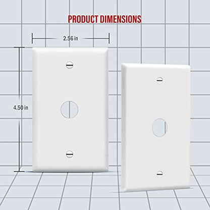 ENERLITES 1 Gang 0.406 Inch Hole Telephone/Cable Wall Cover, Fade Resistant Unbreakable Polycarbonate with Smooth Surface, 8661-W-10PCS,White, 10 Pack, 0.406", 10 Each Set - size: 10 Pack, style: Wall Plate