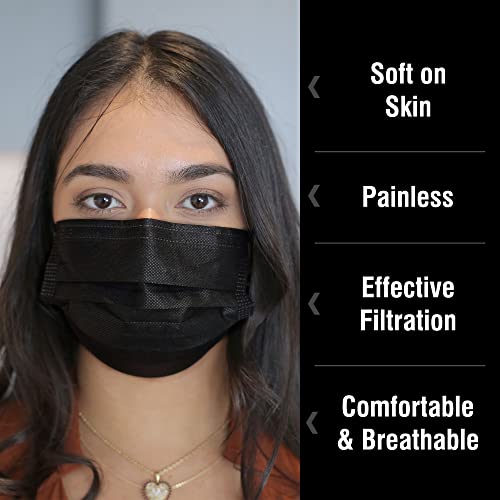 WECARE Disposable Face Mask Individually Wrapped - 50 Pack, Printed Masks - 3 Ply - color: Jet Black