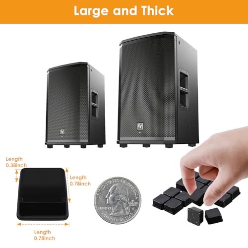 Rubber Feet for Electronics 20PCS Square - Black Rubber Bumpers Self Adhesive, Adhesive Rubber Feet for Cutting Board Speakers, Laptop, Appliances 0.78" x 0.38" - size: Black