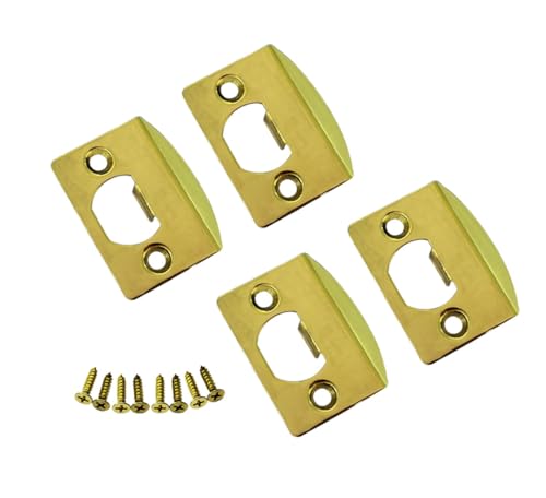 QCAA Solid Brass Latch Strike Plate L 2-1/4" x W 1-7/16", Screw Hole CTC 1-5/8", Polished Brass, Made in Taiwan, 4 Pack - color: Polished Brass, size: 4 Pack