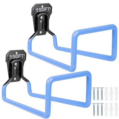 PeoMev 2PCS Hose Hanger Wall Mount - Metal Garden Hose Storage Water Hose Holders for Outside Heavy Duty Hose Reel for Water Hose - color: 2pc Blue