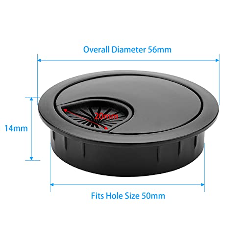 2 Pack 2 Inch Metal Desk Grommet for Wire Organizer, Black - color: Black-2Pack