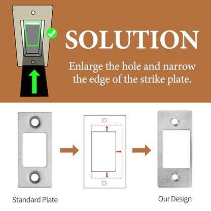 Deadbolt Restorer Strike Plates 2 Pack, Narrow-Side and Large Hole to Allow Dead Bolt to Pass Freely, Dead Lock Catcher Strikers (2, Silver) - color: Silver, size: Small: 2-1/4" X 1" (2 Pack)