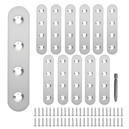 12 Pack Straight Brace,Flat Brace 3” x 0.67”,Stainless Steel Flat Metal Braces,Repair Bracket with Screws - size: 76mm/12 Pcs